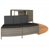 Hot Tub Surround Grey Poly Rattan and Solid Wood Acacia - 45-Degree Angle