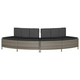 Hot Tub Benches with Cushions 2 pcs Grey Poly Rattan