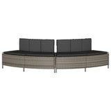 Hot Tub Benches with Cushions 2 pcs Grey Poly Rattan - Top-Down View