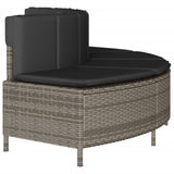 Hot Tub Benches with Cushions 2 pcs Grey Poly Rattan - 45-Degree Angle