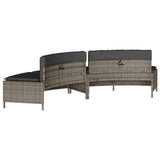 Hot Tub Benches with Cushions 2 pcs Grey Poly Rattan - Rear View