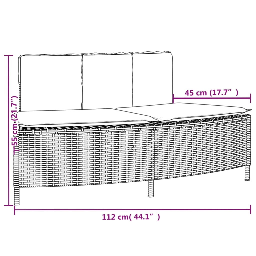 Hot Tub Benches with Cushions 2 pcs Grey Poly Rattan