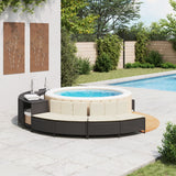 Hot Tub Benches with Cushions 2 pcs Black Poly Rattan - Side View