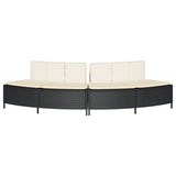 Hot Tub Benches with Cushions 2 pcs Black Poly Rattan