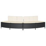 Hot Tub Benches with Cushions 2 pcs Black Poly Rattan - Top-Down View