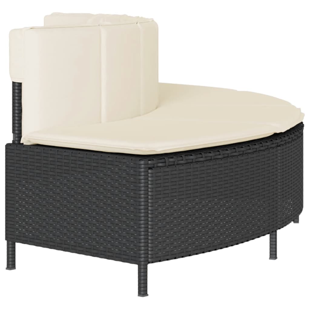 Hot Tub Benches with Cushions 2 pcs Black Poly Rattan