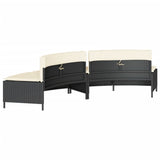 Hot Tub Benches with Cushions 2 pcs Black Poly Rattan - Rear View