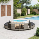 Storage Shelves for Hot Tub 2 pcs Grey Poly Rattan - Side View