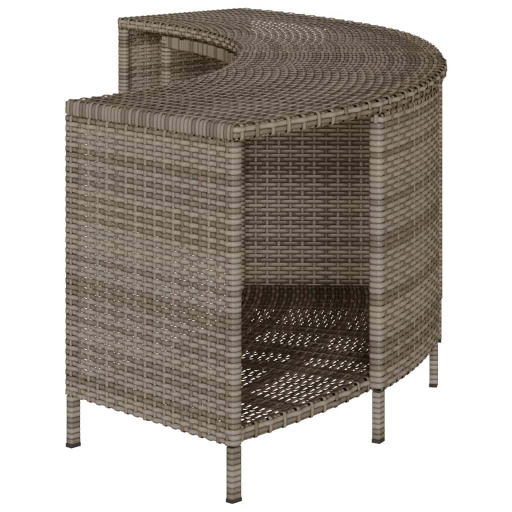Storage Shelves for Hot Tub 2 pcs Grey Poly Rattan