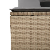 Double Sun Lounger with Canopy and Cushions Mix Beige Poly Rattan - Extra Image