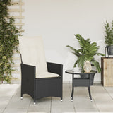 Reclining Garden Chair with Cushions Black Poly Rattan - Side View