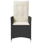 Reclining Garden Chair with Cushions Black Poly Rattan