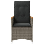 Reclining Garden Chair with Cushions Grey Poly Rattan