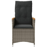 Reclining Garden Chair with Cushions Grey Poly Rattan - Top-Down View