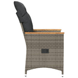 Reclining Garden Chair with Cushions Grey Poly Rattan - 45-Degree Angle