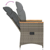Reclining Garden Chair with Cushions Grey Poly Rattan - Close-Up Angle
