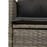 Reclining Garden Chair with Cushions Grey Poly Rattan - Low Angle