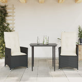 Reclining Garden Chairs 2 pcs with Cushions Black Poly Rattan - Front View