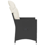 Reclining Garden Chairs 2 pcs with Cushions Black Poly Rattan