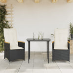 Reclining Garden Chairs 2 pcs with Cushions Black Poly Rattan
