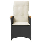 Reclining Garden Chairs 2 pcs with Cushions Black Poly Rattan