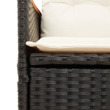 Reclining Garden Chairs 2 pcs with Cushions Black Poly Rattan - Low Angle