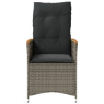 Reclining Garden Chairs 2 pcs with Cushions Grey Poly Rattan