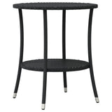 3 Piece Bistro Set with Cushions Black Poly Rattan - Low Angle