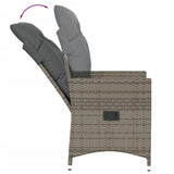 3 Piece Bistro Set with Cushions Grey Poly Rattan - 45-Degree Angle