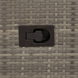 3 Piece Bistro Set with Cushions Grey Poly Rattan - Rear View