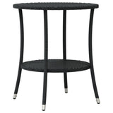 3 Piece Bistro Set with Cushions Black Poly Rattan - Low Angle