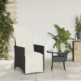 Reclining Garden Chair with Cushions Black Poly Rattan - Side View