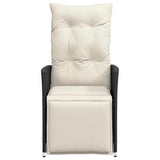 Reclining Garden Chair with Cushions Black Poly Rattan - Top-Down View