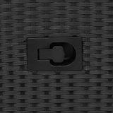 Reclining Garden Chair with Cushions Black Poly Rattan - Low Angle