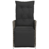 Reclining Garden Chair with Cushions Grey Poly Rattan - Top-Down View