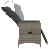 Reclining Garden Chair with Cushions Grey Poly Rattan - Close-Up Angle