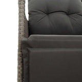 Reclining Garden Chair with Cushions Grey Poly Rattan - Low Angle