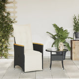 Reclining Garden Chair with Cushions Black Poly Rattan - Side View