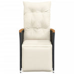 Reclining Garden Chair with Cushions Black Poly Rattan