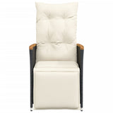 Reclining Garden Chair with Cushions Black Poly Rattan - Top-Down View