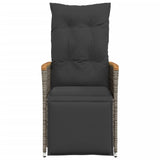 Reclining Garden Chair with Cushions Grey Poly Rattan - Top-Down View