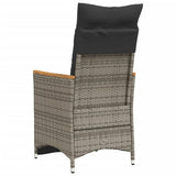 Reclining Garden Chair with Cushions Grey Poly Rattan - Rear View