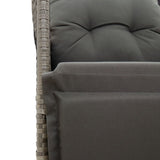 Reclining Garden Chair with Cushions Grey Poly Rattan - Low Angle