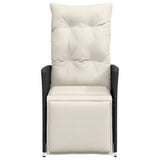 Reclining Garden Chairs 2 pcs with Cushions Black Poly Rattan