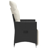 Reclining Garden Chairs 2 pcs with Cushions Black Poly Rattan
