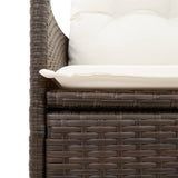 Reclining Garden Chairs 2 pcs with Cushions Brown Poly Rattan - Low Angle