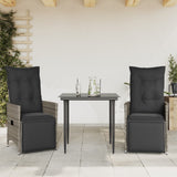 Reclining Garden Chairs 2 pcs with Cushions Grey Poly Rattan