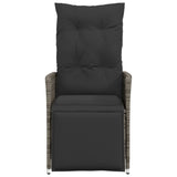 Reclining Garden Chairs 2 pcs with Cushions Grey Poly Rattan