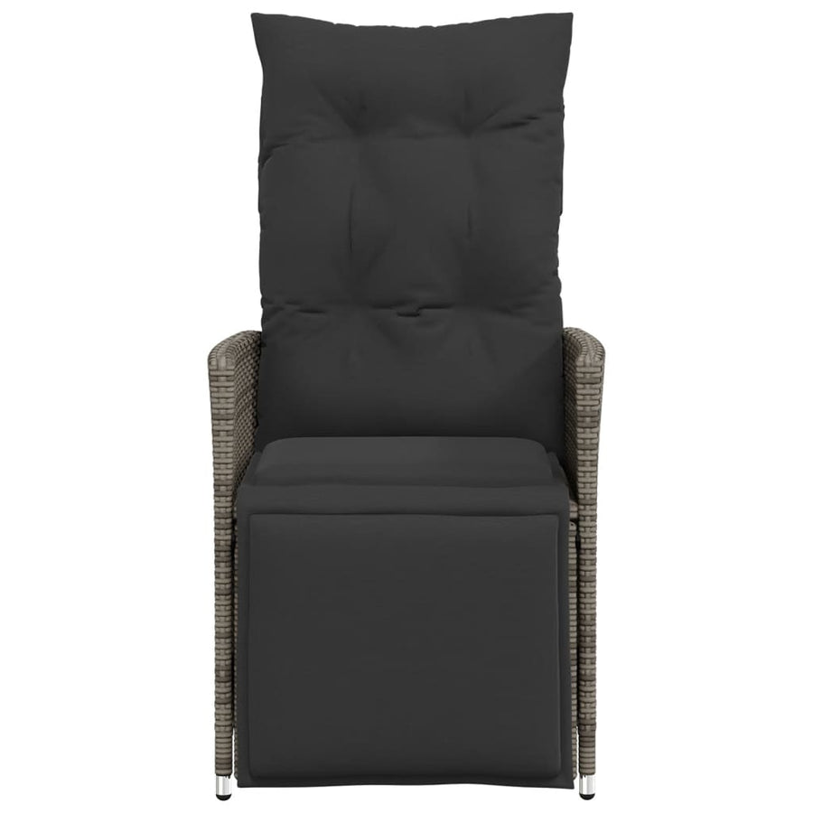 Reclining Garden Chairs 2 pcs with Cushions Grey Poly Rattan