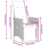 Reclining Garden Chairs 2 pcs with Cushions Grey Poly Rattan - Extra Image